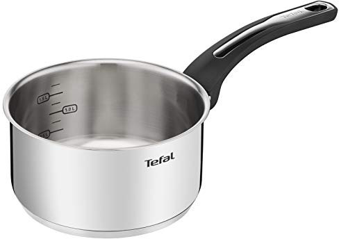 Tefal Emotion Casseruola 18 cm in acciaio inox, garanzia 10 anni, base spessa per una diffusione di calore omogenea, design elegante, manico robusto, induzione E3012904, argento