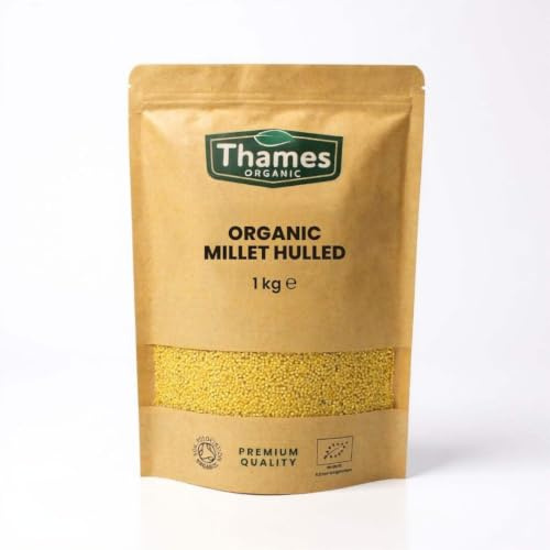 Organic Millet Hulled 1kg - Delicious Grain, Certified Organic, Raw, GMO Free, Whole Grain, Vegan, High Fibre - Thames Organic