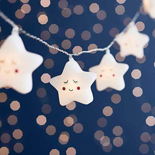 Lights4fun Warmweiß LED Kinder Lichterkette 3,8m 20 Sterne Plug in