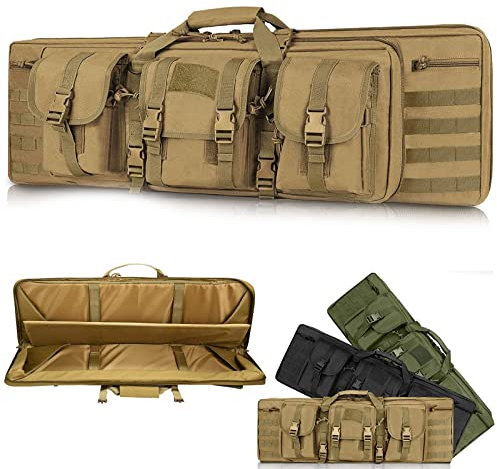 SJASD Gewehrtasche,Waffentasche für Langwaffen Abschließbar,Jagdgewehr Taschegewehrtasche Lang,Jäger,Hunting,Jagdwaffe,Waffentasche Pistole Doppelt,Khaki,93cm