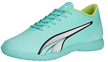 PUMA Men's Ultra Play Indoor Trainer Soccer Shoes Sneaker, Electric Peppermint-white-fast Yellow, 43 EU