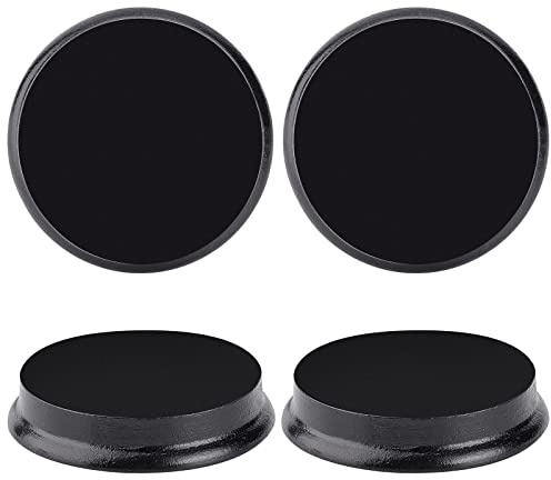 FINGERINSPIRE 4 Stück Rund Modell Holzsockel 6.4x1.2cm Schwarz Lackierte Oberfläche Runde Holzplatte Flache Holzsockel für Puppe, Ton oder Töpferwaren Display Halter, Fotografie Prop Display Basen