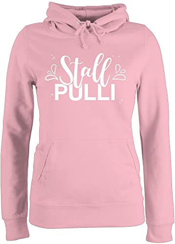 Pullover Damen Hoodie Frauen - Pferde - Stallpulli Lettering - S - Hellrosa - reitoberteil pferdeliebhaber stall pulli pferdepulloverdamen sprüche pferd hoddys reithoodies reiten hoddis reitpulli