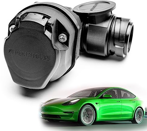 Shop4EV Adattatore angolare per gancio di traino per rimorchio, portabiciclette, adattatore a 90 gradi, connettore impermeabile, 13 poli, prodotto in Germania, compatibile con Tesla Model 3