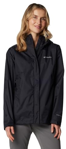 Columbia Womens Arcadia II Waterproof Rain Jacket, Black, Large