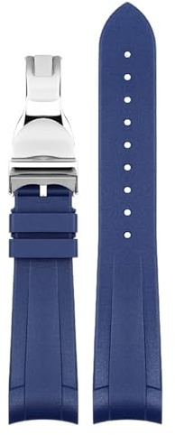 TIOYW Gummi-Armband für Tudor Black Bay GMT Uhrenarmband, gebogenes Ende, Faltschließe, Schwarz, Blau, Rot, 22 mm Armband