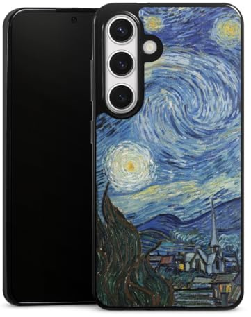 Slim Case extra dünn kompatibel mit Samsung Galaxy S 24 Silikon Handyhülle schwarz Hülle Kunst Vincent Van Gogh The Starry Night