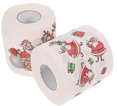 SOLUSTRE 2 Rollen Weihnachts-Toilettenpapier Weihnachten Weihnachtsmann Toilettenpapier papierhandtücher Serviettenpapier papierhandtuch Haushalt Papiertücher Zubehör Papierserviette Gewebe