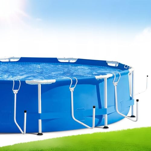 4 Pack Solar Pool Cover Holder for Above Ground Pool - Adjustable Iron Pool Hooks Compatible with Framed Swimming Pool, Pool Accessories for Storage Pool Cover (White)