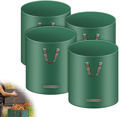 vvhippo 4X Sacchetti per rifiuti da Giardino, 272L Sacchi da Giardinaggio, Borsa da Giardino Pieghevole con Maniglie per Il Trasporto, antistrappo, idrorepellente, per Foglie, rifiuti Verdi