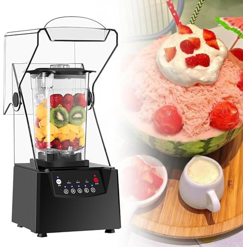 ZIXIAOS Licuadora Comercial Silenciosa (Contenedor De 2000 Ml), Licuadora con Tapa Insonorizada De 2200 W, con Panel Táctil Digital Impermeable Y Carcasa De Sonido Silenciosa, Cocina, Frutas