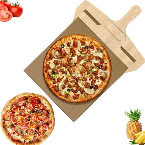 Guishop-EU Pala per Pizza Scorrevole,58 * 35cm, Pala Pizza，Realizzato in Legno Naturale, Sliding Pizza Peel Trasferisce Perfettamente la Pizza