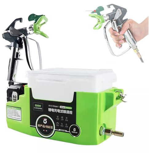 ylpddmm Pistola a Spruzzo Elettrica,Verniciatore a Spruzzo a Batteria 500W 1700ML,Pompa Irroratrice a Batteria Pitture murali, Vernici e smalti, Protezione del Legno e dalla corrosione,Green
