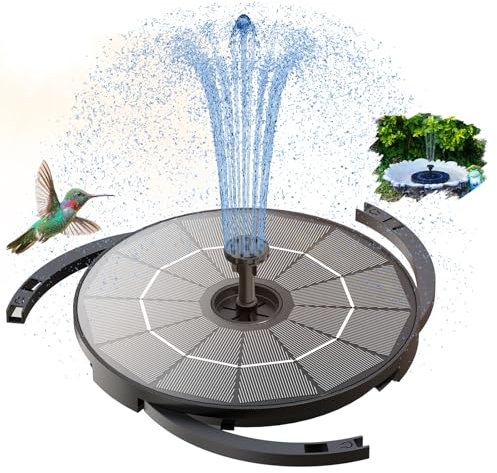 AISITIN Solar Springbrunnen für Außen Verbessert, 2,8W Solar Fontäne Pumpe mit Verschiedene Sprüh Effekten, Solar Teichpumpe mit Batterie, Solarbrunnen für Draussen für Garten,Teich, DIY Wasserspiel