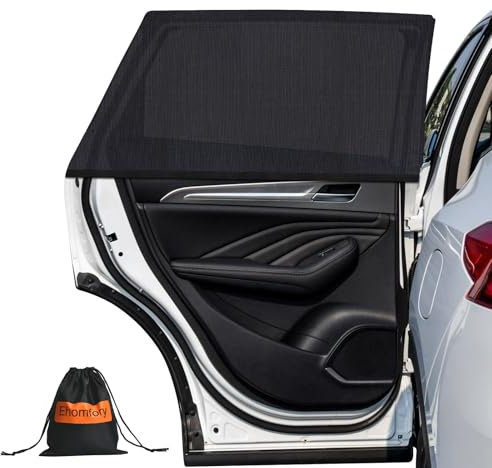 Ehomfory Pare Soleil Voiture Bébé，(2PCS) 2025 Mise à Niveau Élasticité Spandex Pare Soleil Voiture Arriere pour Enfants, UV Protection Anti Moustiquaire Chaussette Voiture Soleil pour 98% des Voitures