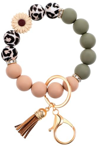 Wanmu Silikon Perlenarmband Schlüsselanhänger Schlüsselring Armband Auto Schlüsselhalter für Frauen Mädchen