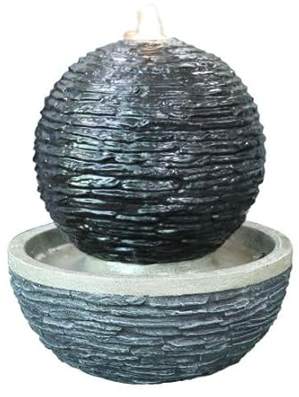 Johnstone Slate Sphere Solar Powered Water Feature With Cover