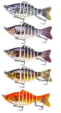 SUPVOX 5 Piezas De Simulación De Pesca Múltiples Secciones Cebos De Pesca Realistas Señuelos Forma De Pez Río y Lago Unidades