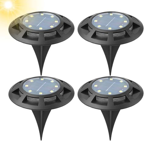 Solar Garden Stake Light - Waterproof LED In-Ground Solar Powered Lights - 4X Decorative Landscape Lighting for Outside Patio Pathway Lawn Yard Flowerbed