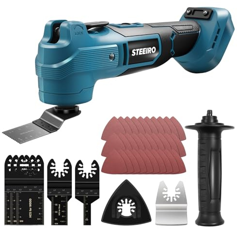 Oszillationswerkzeug Akku, Multifunktionswerkzeug für Makita 18V Akku, 7 Einstellbare Geschwindigkeiten Multitool, Multimaster zum Entfernen, Schaben, Schneiden mit 37 Zubehör (ohne Akku)