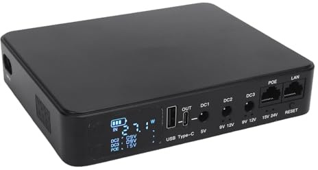 Fuente de Alimentación Portátil con Batería UPS 18000 MAh Pantalla Digital Salidas PoE USB DC (Enchufe de la UE)