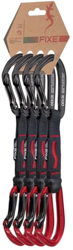 FIXE - Pack 4 Cintas Exprés Picot para Escalada Deportiva, Mosquetones Ligeros con Nariz Cónica, Snagfree y Doble Verruga, Cinta de Poliamida 25 mm, 22 kN, EN 12275, 12 cm