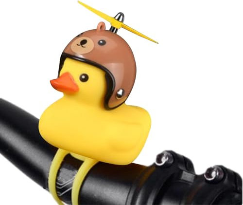 Gelbe Ente Auto Ornament, Ente Fahrradklingel, Fahrrad Quietscheente Mit Helm, Ente Fahrrad Bell Fahrradklingel Fahrraddekorationen, Die Süße Fahrradhupe Mit Propeller für Erwachsene Kinder