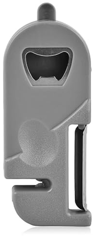 FESSOSKO Universal Bottle Opener, Multifunctional Bottle Openers, ABS Beer Opener, 4 in 1 Beer Openers with Peeler and Whetstone, Suitable for Kitchen, Camping, Bar, Gray