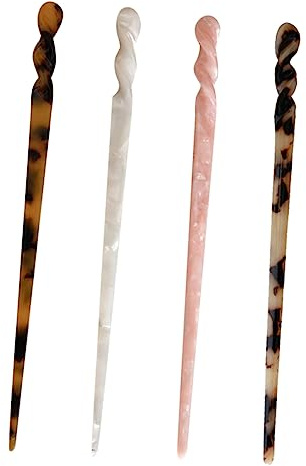 OATIPHO Set 4 Bacchette per Chioma Donna in Acetato Vintage per Acconciature Fai-da-te, Accessori Cinesi per Chioma Design Assortito, per Feste Cosplay e Natale