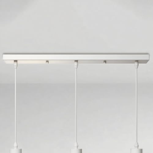 Baldachin Lampe, Baldachin für Lampe Rechteckig, Deckenbaldachin Lang,Kabelabdeckung Deckenrosette Metall Lampenabdeckung Decke Lampenschirm Deckendose (Weiß, 80cm*2-Löcher)