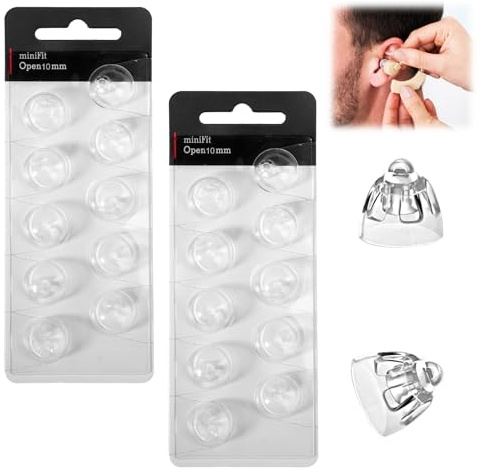 Dômes pour appareils auditifs Oticon - 20 pièces Dômes pour Appareil Auditif, Accessoires d'aide auditive Domes, Open Dome Eartips d'aide auditive amovible Compatible avec Oticon Minifit