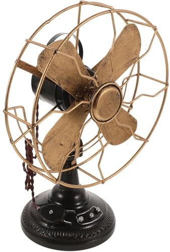 LIULIQ Adornos Ventilador De Escritorio Pequeño, Modelo De Ventilador con Forma De Escultura Delicada, Decoración Retro Antigua, Ventilador Eléctrico Pequeño De Metal Nostálgico para El Hogar
