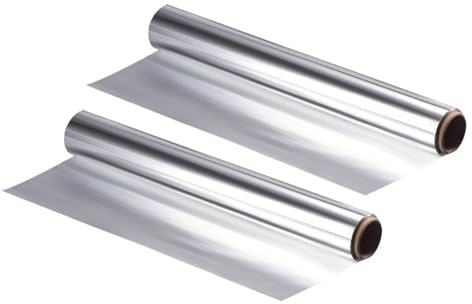 2Pcs Multipurpose Kitchen Foil with Serrated Edges Oil Proof Aluminum Foil Paper with Cutter Edges for Clean Baking Sheet