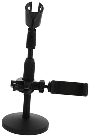 MOTHNUR Soporte para Micrófono de Escritorio Ajustable con Base Sólida y Soporte para Teléfono para Podcast Streaming y Conferencias Mesa