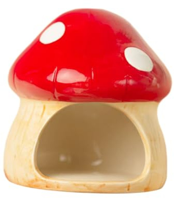 HouseVibe Keramik Hammerhaus Kleintier Versteck Höhle Outdoor Pilz geformte Futterschale für Hamster Mäuse Kleintiere- Hamsterhaus L