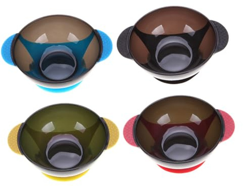 ULTECHNOVO 4 piezas Cuencos de Mezcla para Teñir Cabello con Ventosa Antideslizante de Colores para Salón Profesional Resistentes Derrames para Tratamientos y Coloración