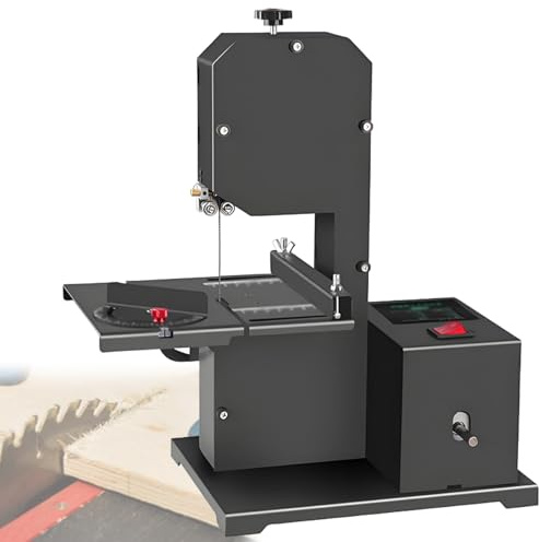 Seghe elettriche da tavolo, sega a nastro professionale da banco per piccole officine, utensile da taglio fai da te, altezza di taglio 70 mm, tavolo in metallo inclinabile (0-45°)