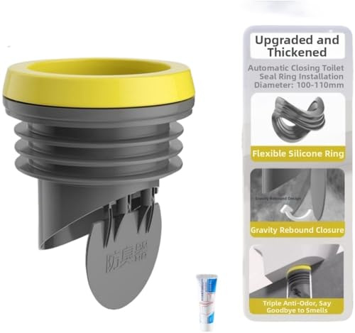 Tidevib Guarnizione a flangia per WC con valvola di ritegno anti-odore a gravità, sistema di protezione triplo, silicone ad alta elasticità per anello, struttura in ABS, adatto per tubi di scarico da