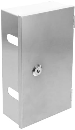MUCKLILY Cache-Prise Électrique Étanche en Acier Inoxydable 86 Type 2 Modules 120×210 MM Boîtier de Protection Mural Extérieur Verrouillage Boîte de Prise Sécurisée pour Usage Public et