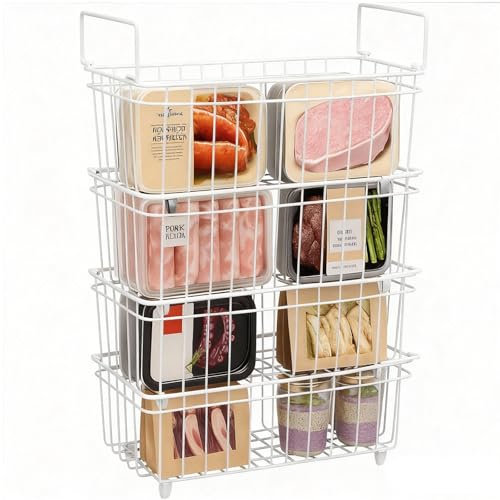 Freezer Baskets 4-Pack Chest Freezer Organiser Wire Storage Bins White