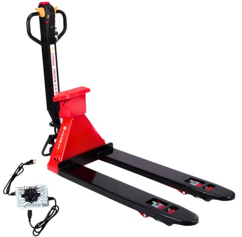 Full-Electric Pallet Jack Truck with Built-in Scale, 4400 lbs Capacity, 48 x 27 Fork Size, Electric Brake