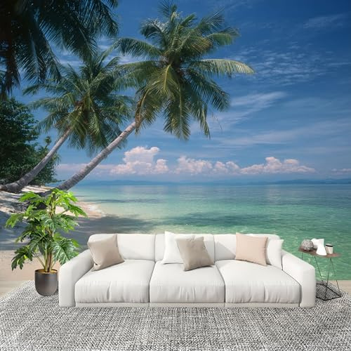 3D Créatif Papier Peint Panoramico OcéAno Playa Paisaje Décoration De La Maison Papel Tapiz Imperméable Murales 300X210 cm Azul Amovibles ExtraíBle Para Despegar Y Pegar Fotomurales