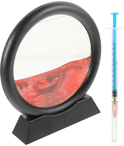 MUSISALY 3D Sanduhr Ornament mit Beweglichem Sand aus Abs und Wasser Rundes Design zur Augenentspannung Desktop Verzierung für Büro und Geburtstag