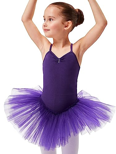 tanzmuster Ballettkleid Mädchen Tutu - Kim - (92-170) weicher Baumwollstoff - Glitzersteine - Ballett Trikot für Kinder mit Tüllrock