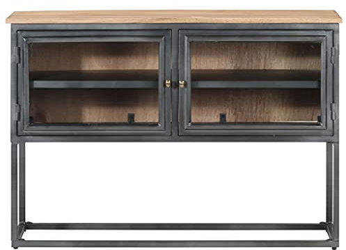 HEFZGDB Sideboard Grau 100x30x70 cm Massivholz Akazie Geschirrschrank Barschrank Vorratsschrank Küche Vitrinenschrank Küche für Speisesaal Küche Dessert Shop Wohnstube