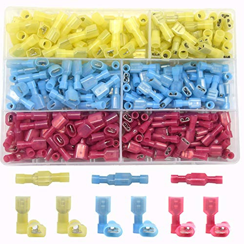 CEEYSEE 320 Stück Kabelschuhe männlich/weiblich Vollisolierte Steckverbindungen isolierte Quetschkabelschuhe - Kabel Verbinder Nylon Rot,Blau,Gelb (DNSZ)