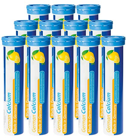 T&D German Calcium Brausetabletten 12x20 Stk. Zitronen Geschmack - 500 mg Kalzium – Made in Germany