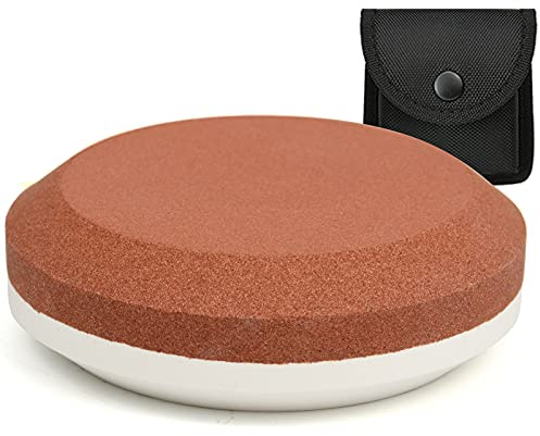 NedFoss Disco de afilar hacha/hacha, piedra de afilar cuchillos, afilador multiusos de grano doble con funda (B-negro)