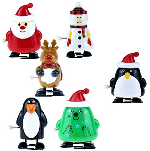 Tomaibaby 6 Stücke Weihnachten Aufziehspielzeug Weihnachtsmann Figur Schneemann Dekofigur Rentier Pinguin Aufziehfigur Deko Figuren Geschenk für Kinder Baby Wind Up Uhrwerk Spielzeug