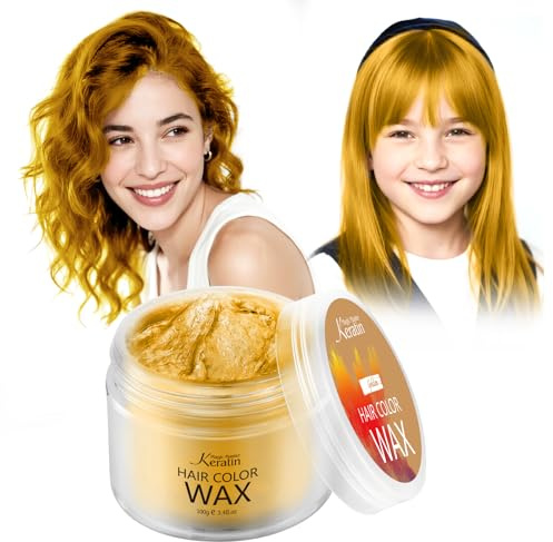 Temporäres Haarfarbwachs, Blond, Gold, Magic Master Keratin Haarfärbewachs, 100 ml, natürlich, waschbar, temporäre Haarfarbe für Kinder, Mädchen, Damen und Herren, Party, Cosplay, Festival und